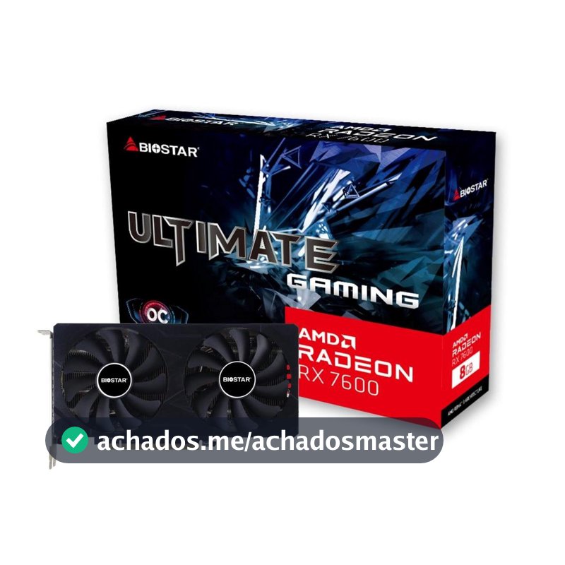 Placa De Vídeo Biostar AMD Radeon RX 7600 OC Ultimate Gaming, 8GB, GDDR6, FSR, Ray Tracing, VA76S6RM81
