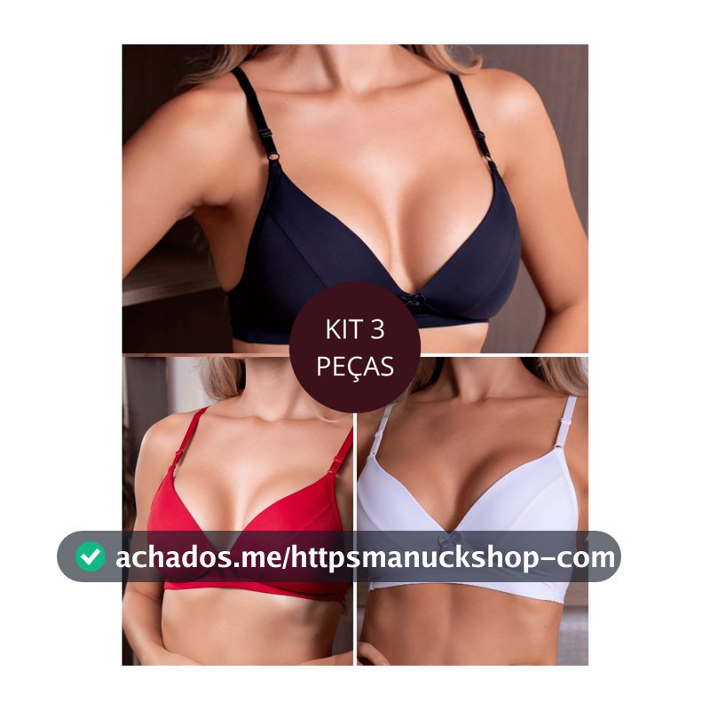 Kit 3 Peças - Sutiã Fernanda Com Bojo Soft Confortável Alça Regulável Atacado