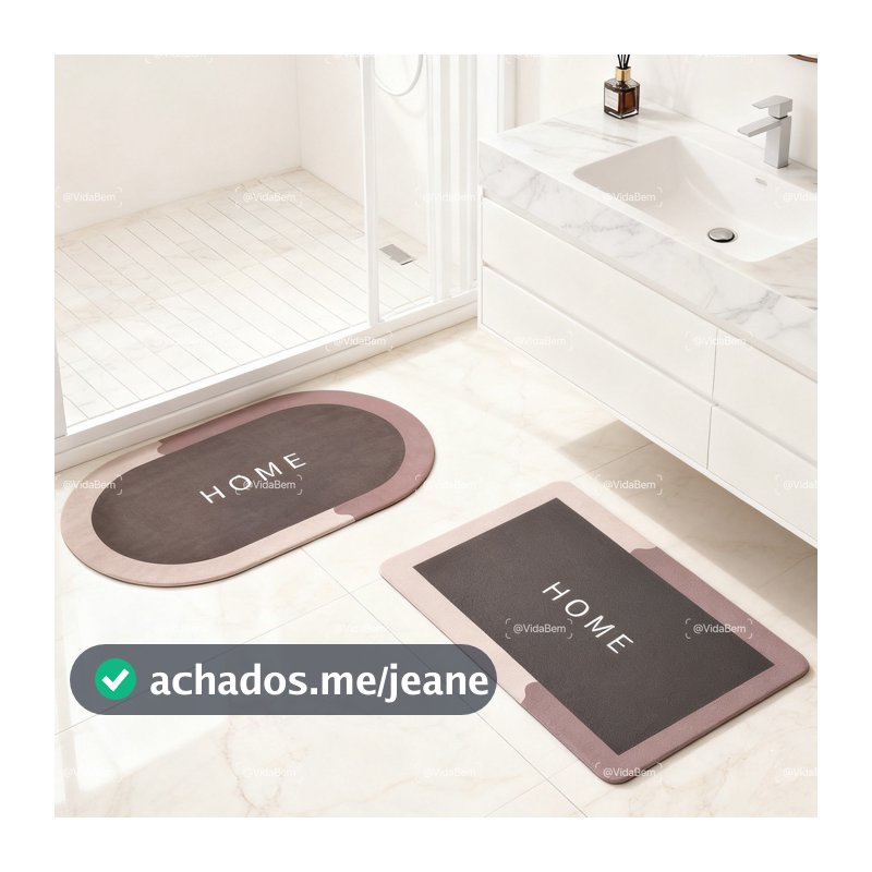 Tapetes Antiderrapantes e Absorventes para Casa, Tapetes "HOME" para Banheiro e Cozinha