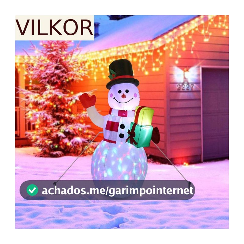 VILKOR Boneco De Neve Inflável Natal Com Luzes LED Giratórias Quintal Iluminado Explodir Decoração De Casa Boneca De Ilu