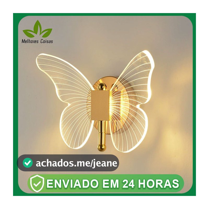 Luminaria Arandela Borboleta de parede led iluminação interior quarto corredor sala cabeceira