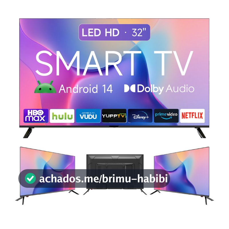 Smart TV 32 polegadas LED HD Wi-Fi TV 60Hz 32wdsnbx 100/240v Android 14