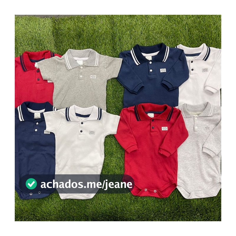 Body para bebê masculino gola polo e manga curta e manga comprida, enxoval, maternidade