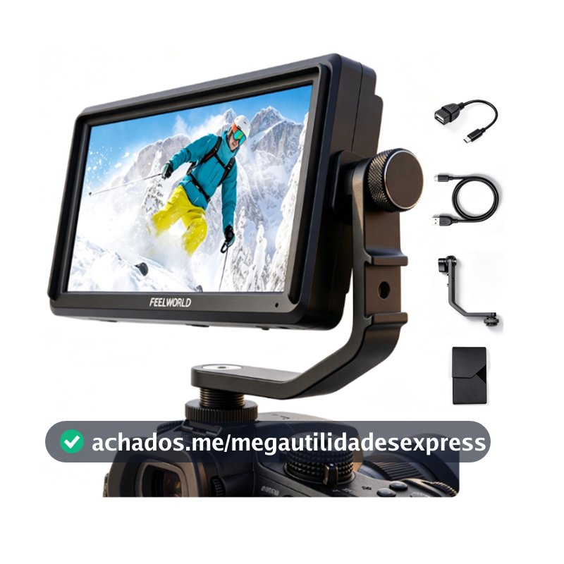 FEELWORLD Monitor de Câmera 5.5 Polegadas Brilho 500nit Entrada/Saída HDMI 4K para Gimbals Vlogs