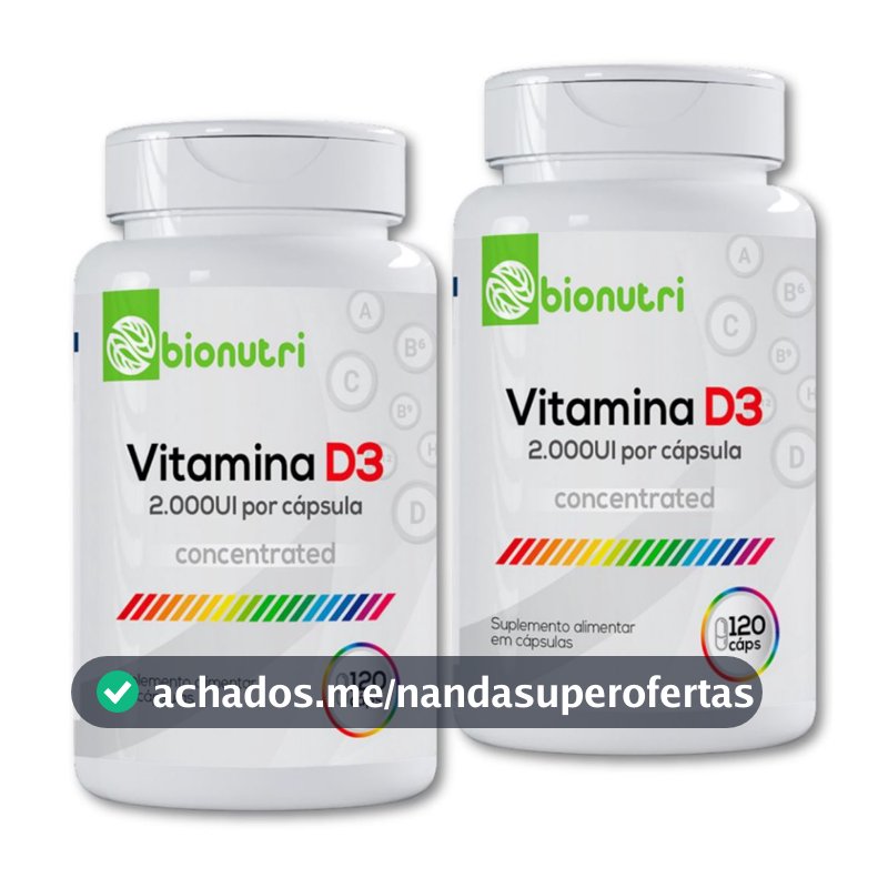 Kit 2 Vitamina D3 2000UI 240 Cáps Original Bionutri Suplemento ajuda Ossos Dente Sistema Imunológico
