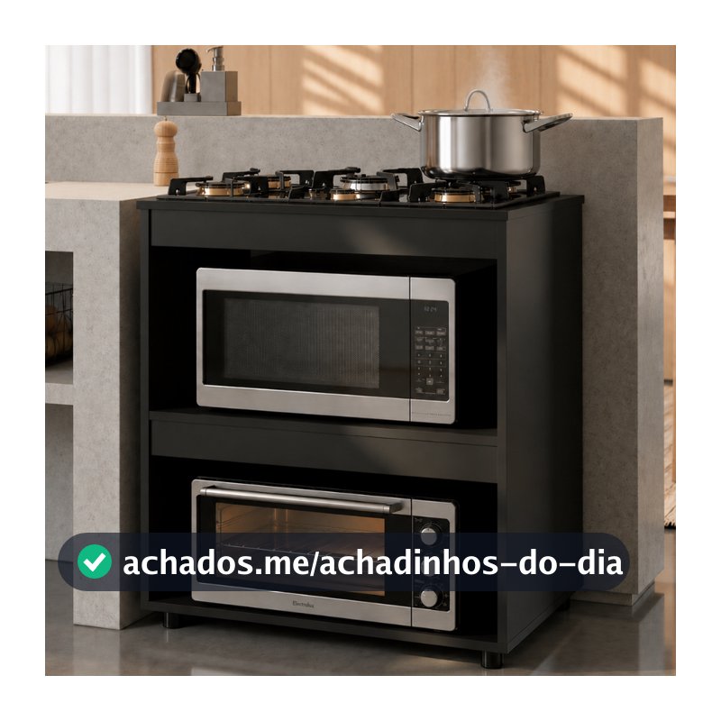 Balcão p/ Cooktop 4 ou 5 Bocas Cozinha Moderna Madeira Armário 2 Nichos Organizador Tampo Blue Moby
