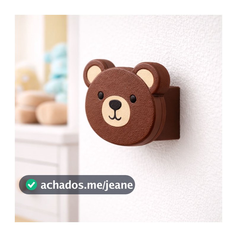 Kit 3 Ganchos de Parede Quarto de Bebê infantil Ursinho p/ Toalhas e Roupas com Fita Dupla Face 3M