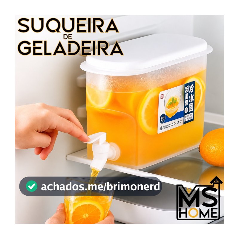 Suqueira Plastica Com tampa Para Geladeira Capacidade 2.8 Litros Para Agua Saborizada 2.8L