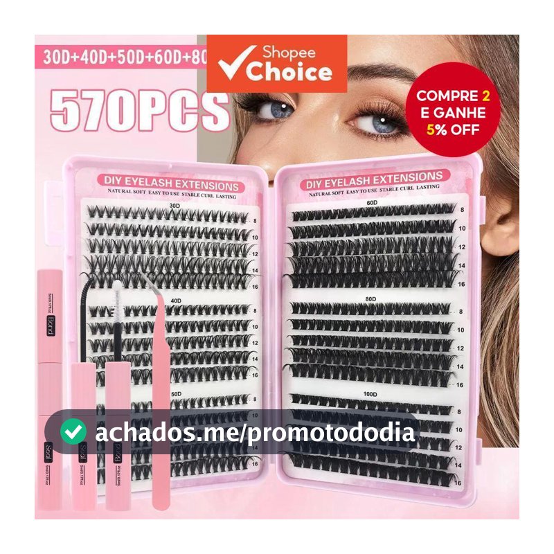 Kit De Aglomerados De Cílios DIY 570 Unidades-Ferramenta De Vedação E Aplicador De Ligação Para Extensão Doméstica