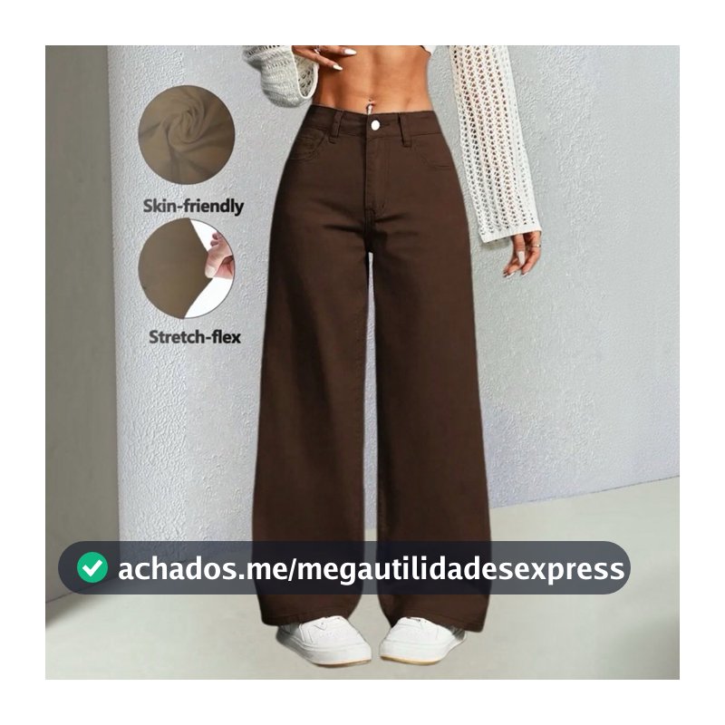 calça jeans wide leg feminina tecnologia empina bumbum e cintura alta de melhor qualidade super tendência