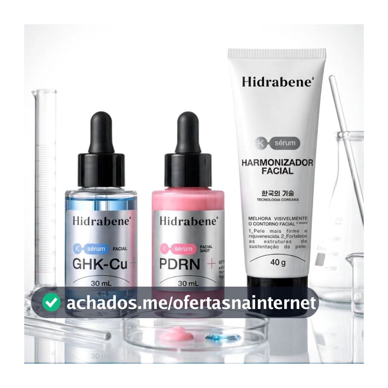 Kit Linha Coreana Hidrabene K-Sérum Harmonizador Facial + Sérum GHK-Cu + Sérum PDRN Skincare