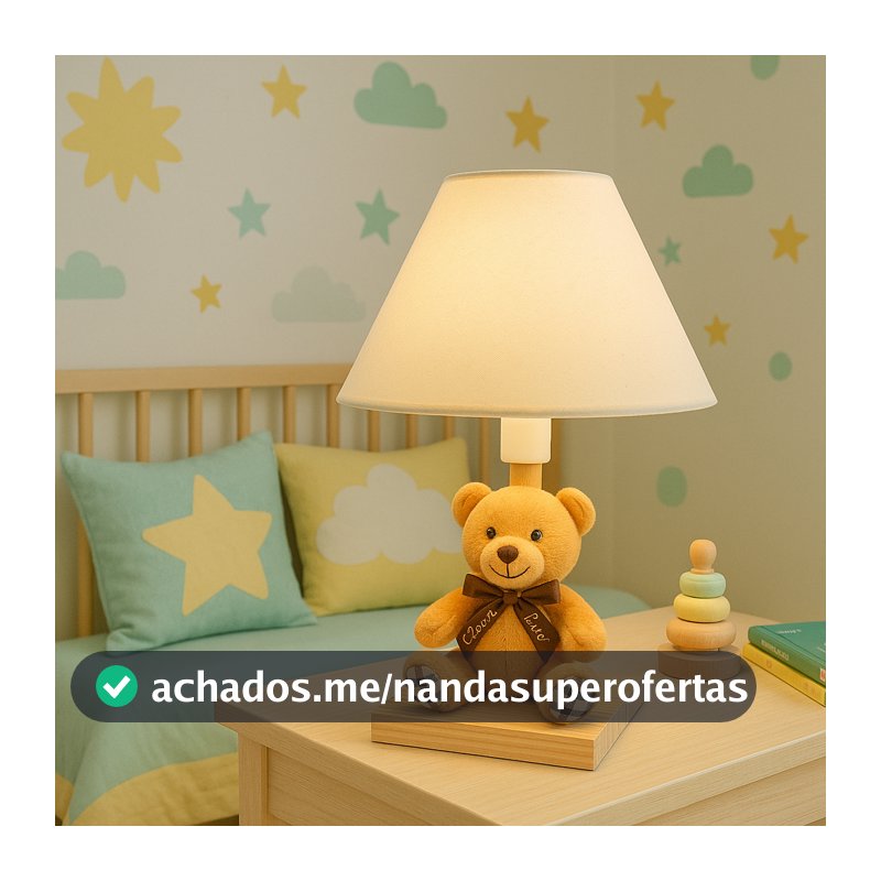 Abajur Infantil Luminária Quarto Bebê Ursinho