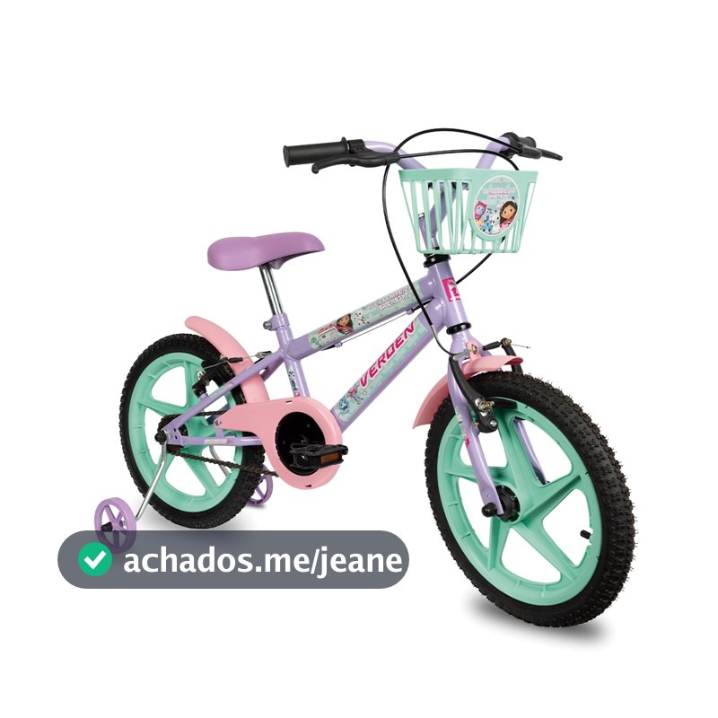 Bicicleta Infantil Com Rodinha Menina Aro 16 A Casa Mágica da Gabby Lilás Verden Bikes