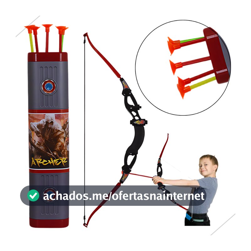 Arco E Flecha Infantil Com Bolsa Aljava Brinquedo Lançador + Dardos Ventosa