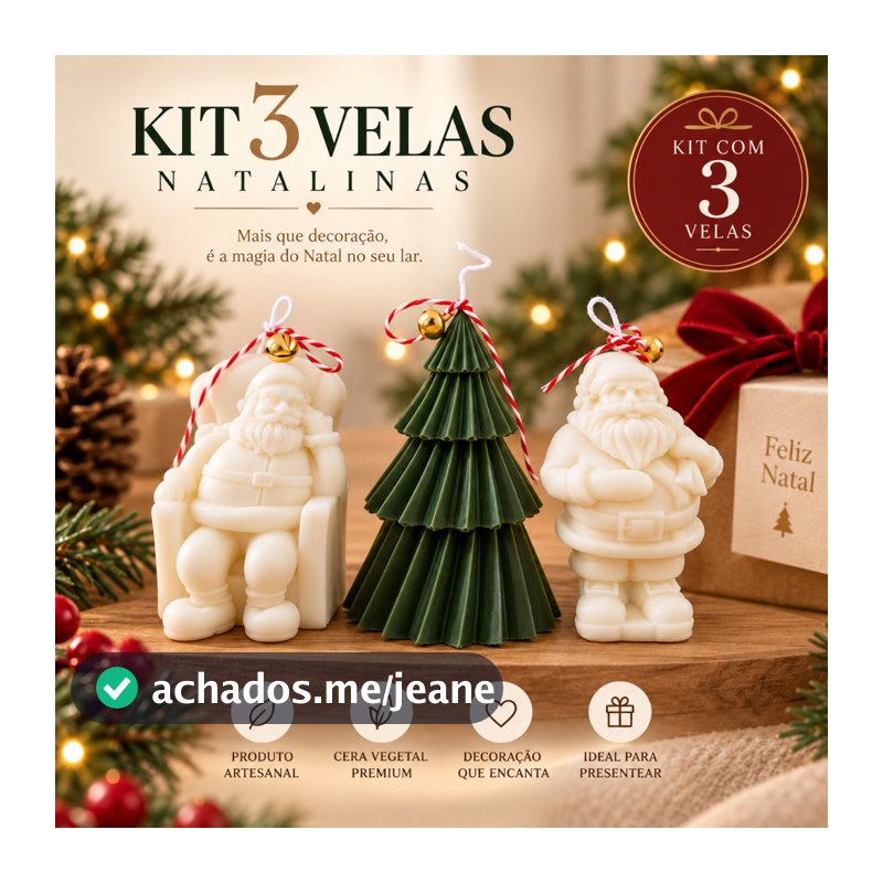 Kit Velas De Natal Vela Natalina Aromática Decoração Artesanal Perfumada