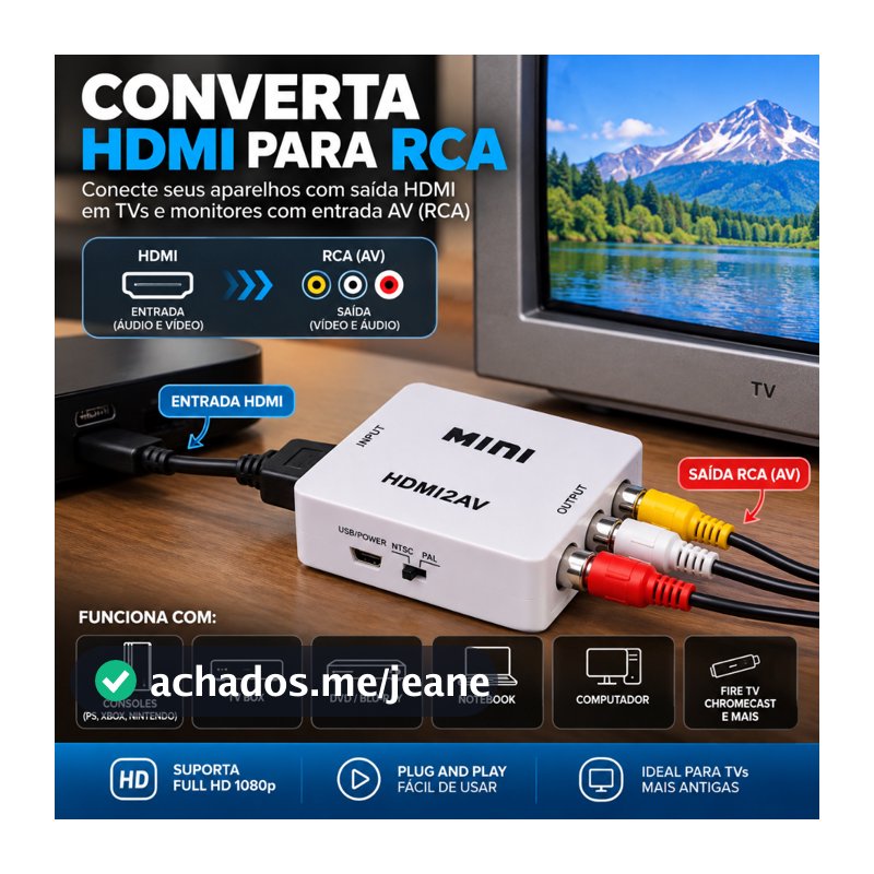 Mini Conversor HDMI Para AV RCA 1080P Full HD Vídeo Composto Adaptador Para TV Antiga TV Box DVD