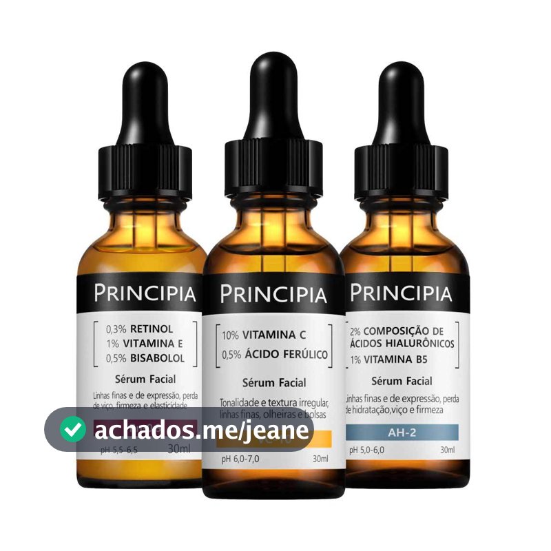 Principia Kit Rejuvenescedor Essencial Trio c/ Sérum Vitamina VC-10 + Sérum Retinol Rn-0,3 + Sérum Hialurônicos AH-2