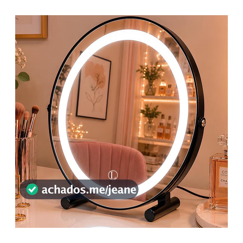 Espelho Lopazzi de Mesa para Maquiagem com LED 3 Tons Touch Penteadeira Decorativo