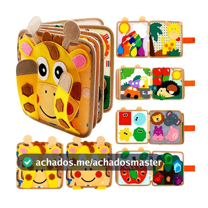 Livro Sensorial Montessori de Feltro de Atividades para Viagem de Carro Habilidades Motoras Finas