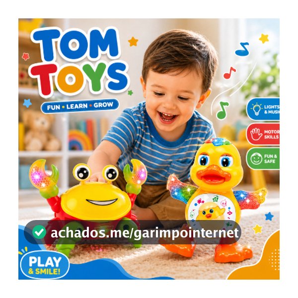 Caranguejo Fujão, Patinho Dançante Brinquedo Infantil Com Luz Som e Movimento