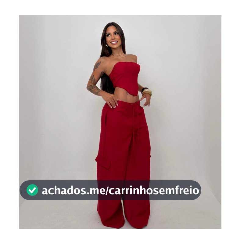 Conjunto Feminino Corset Tomara Que Caia Calça Wide Leg Alfaiataria