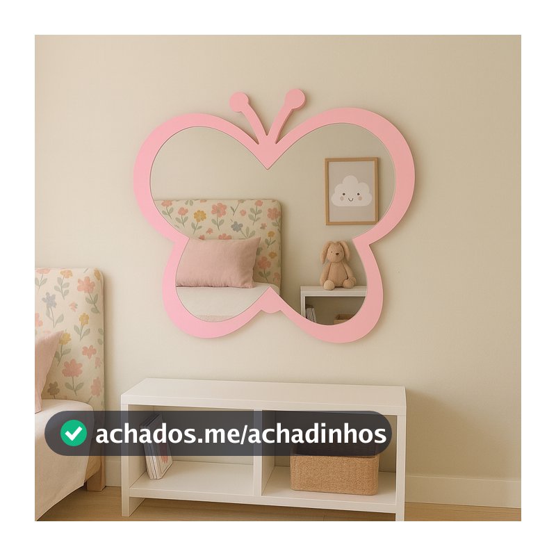 Espelho Borboleta Decorativo Quarto Menina Infantil Mini Camarim Penteadeira Parede Mdf e Acrílico
