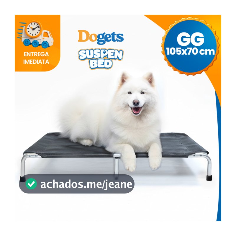 Cama para Cachorro Grande Suspensa Elevada Pet Cães 105x70cm Tamanho GG Até 70kg Dogets