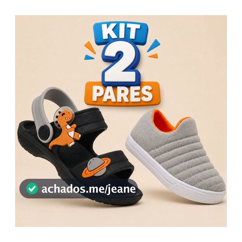 Kit Sandália Infantil Menino Leve + Tênis Slip On Infantil Macio Confortável Antiderrapante