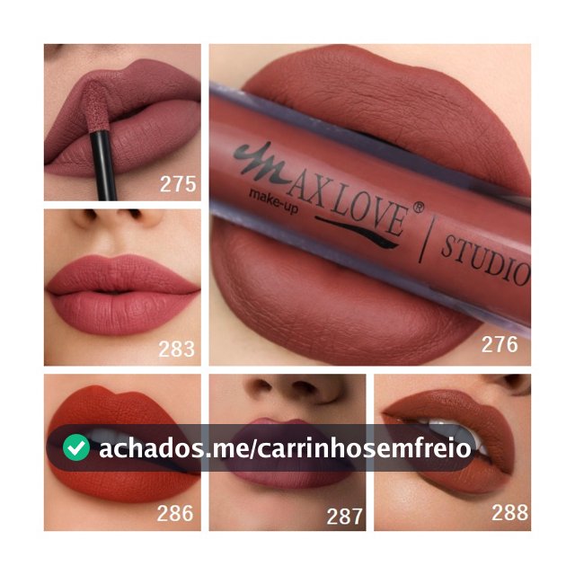 Batom Matte Líquido 24  30 48 horas Max Love Escolha as Cores Promoção Batons Vinho Vermelho Rosa Nude