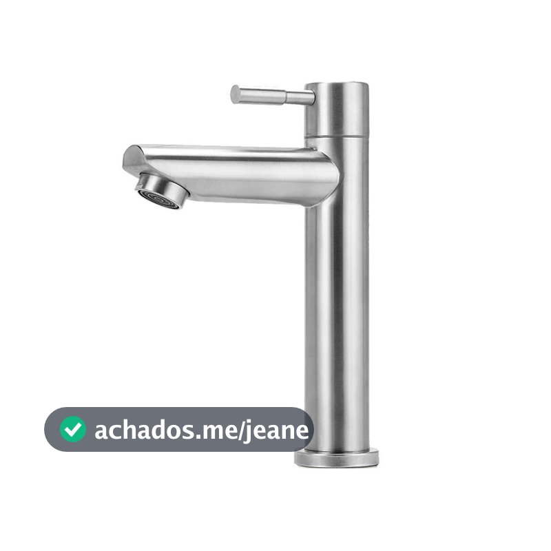 Torneira Para Banheiro Em Aço Inox Escovado Baixa Amazonas Pingoo - Prata
