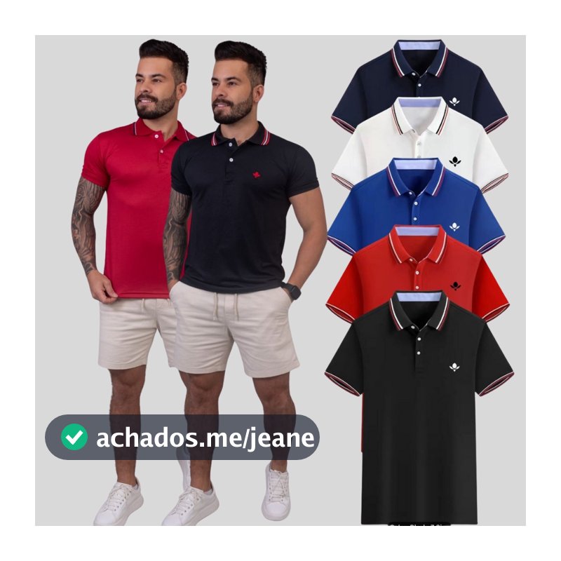 Kit 5 Camisa Gola Polo Masculina Piquet Slim Fit Camiseta Polo Básica Moda Masculina Social Casual