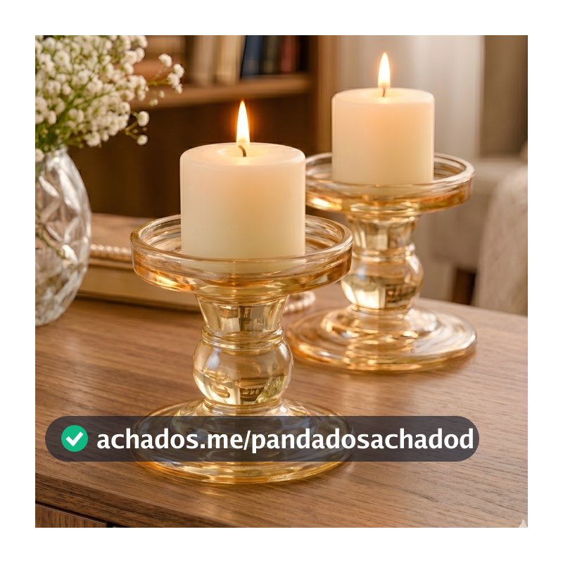 Castiçais de Vidro Porta Vela Enfeite Decoração Âmbar - elegante luxo decoração requinte velas