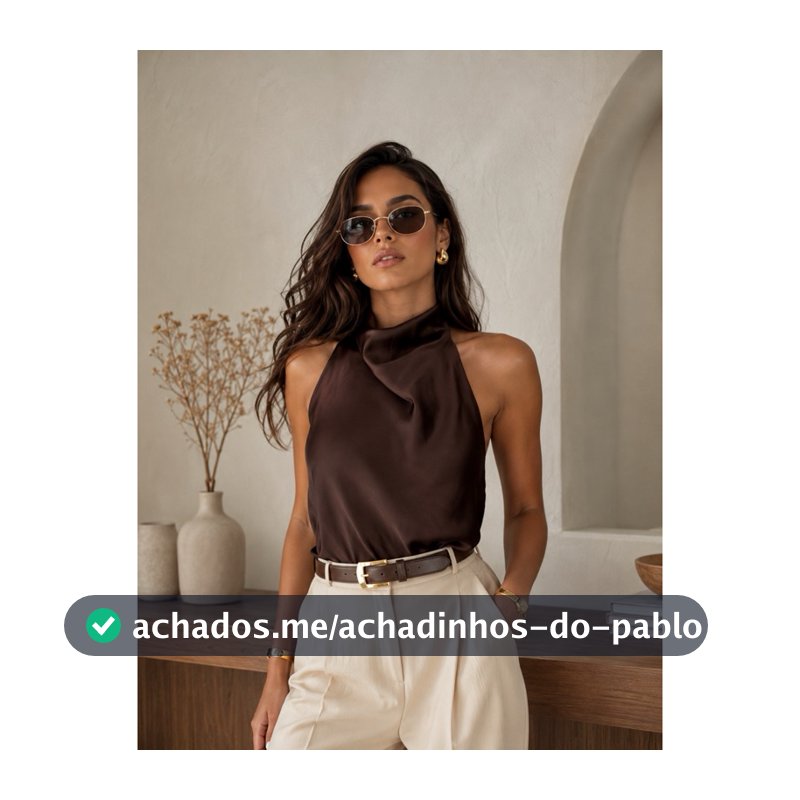 Blusa Frente Única Feminina Acetinada Gola Alta Elegante - Festa, Casual e Trabalho