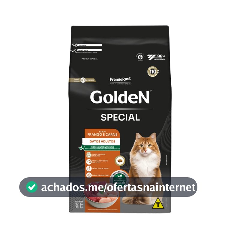 Ração Special para Gatos Adultos Sabor Frango e Carne 3kg Golden