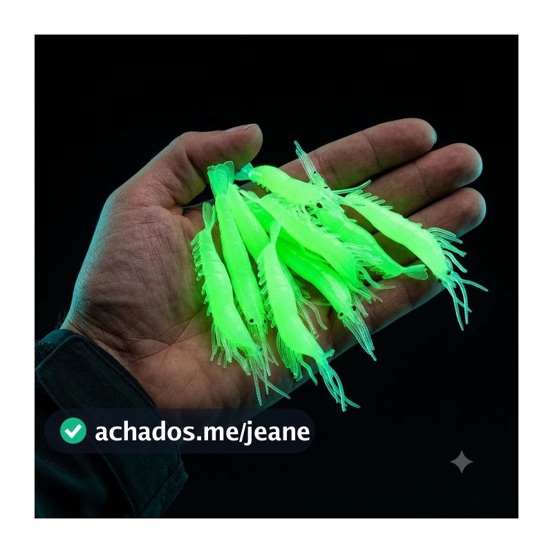 Camarão Artificial Florescente de Silicone para Pesca - Isca Realista e Durável