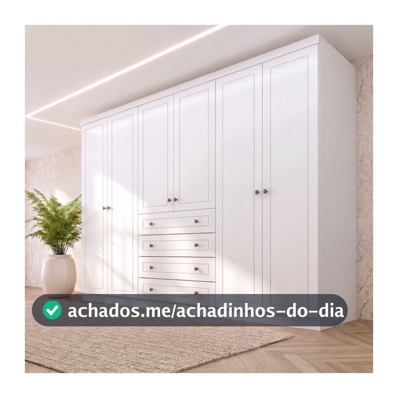 Guarda-Roupa Casal 6 Portas 4 Gavetas Nova York Espresso Móveis Branco Branco