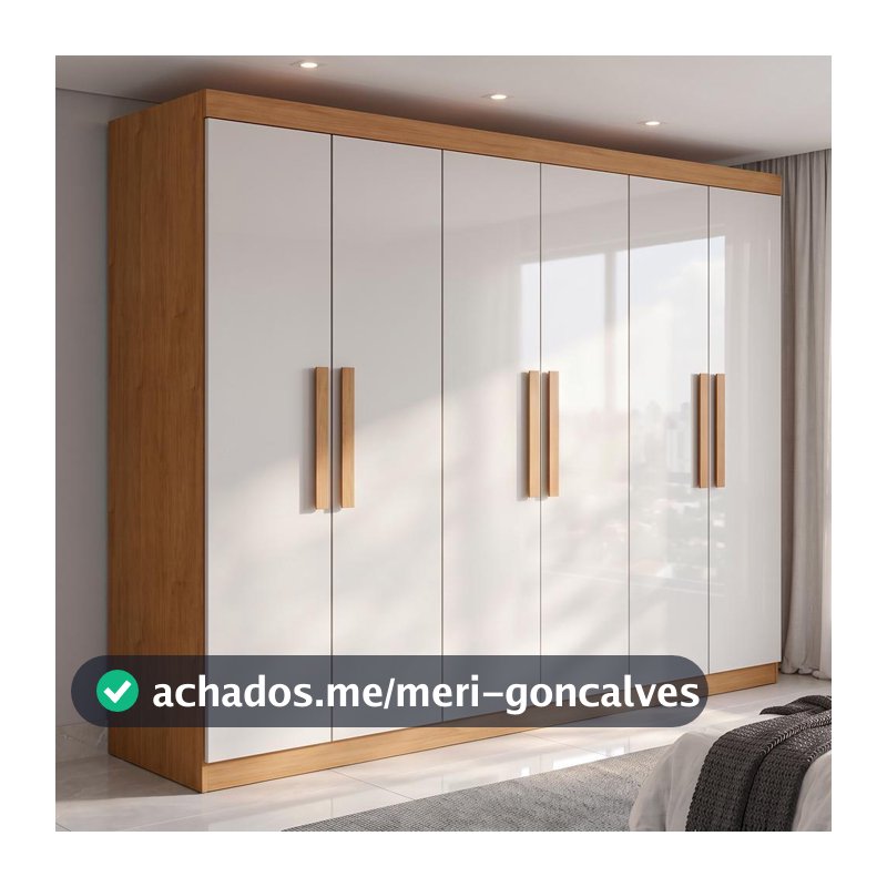 Guarda Roupa Casal 6 Portas Easy Slim Amendoa Clean/off White