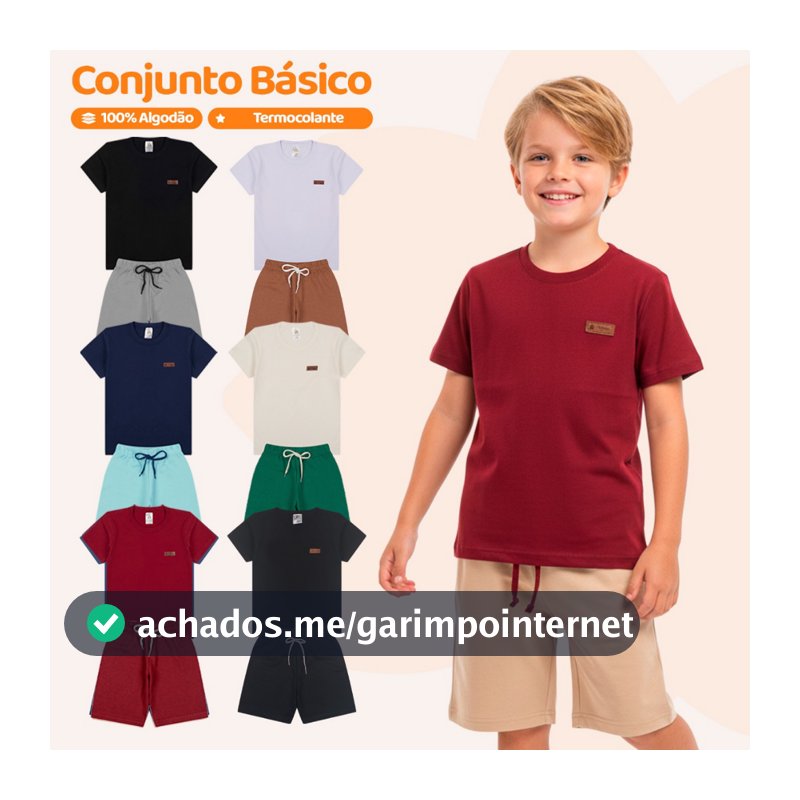 Kit Básico 14, 6 Ou 4 Peças Roupa Infantil Menino Estilo Casual Liso De Algodão - Conjuntos de Menino Verão