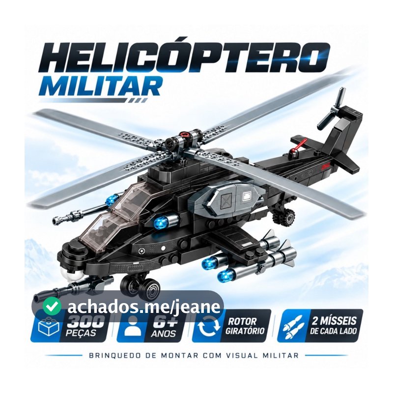 Helicóptero de Blocos de Montar 300 Peças Compatível com Lego Brinquedo Educativo Modelo Detalhado 6+