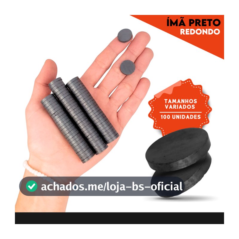 Imã Redondo Preto - Diversos Tamanhos - Pacote Com 100 Unidades - Nybc
