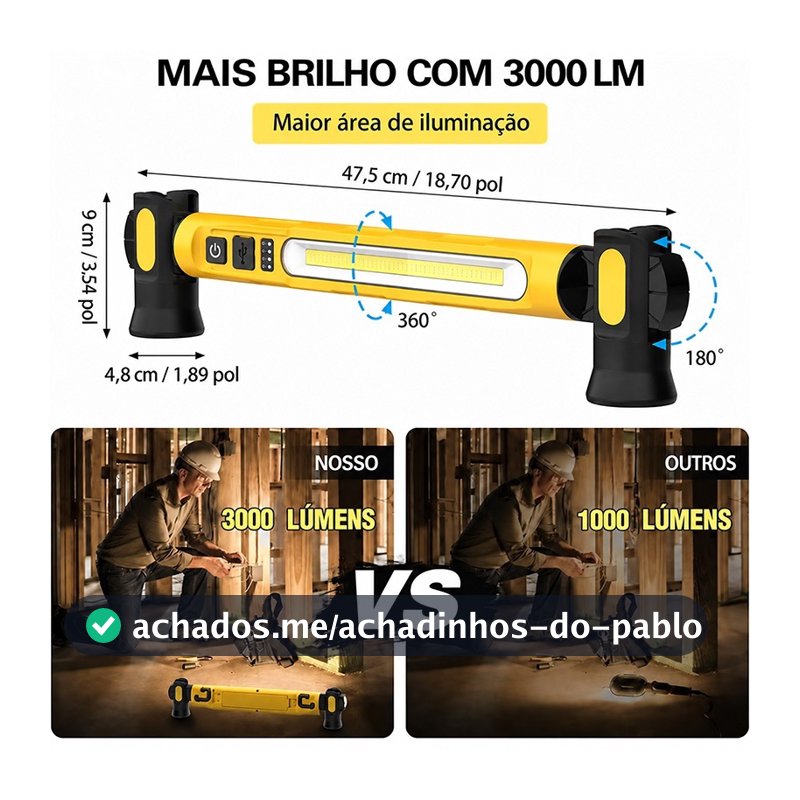 lanterna profissional trabalho com imã 5 modo de luz camping mecânico manutenção carro