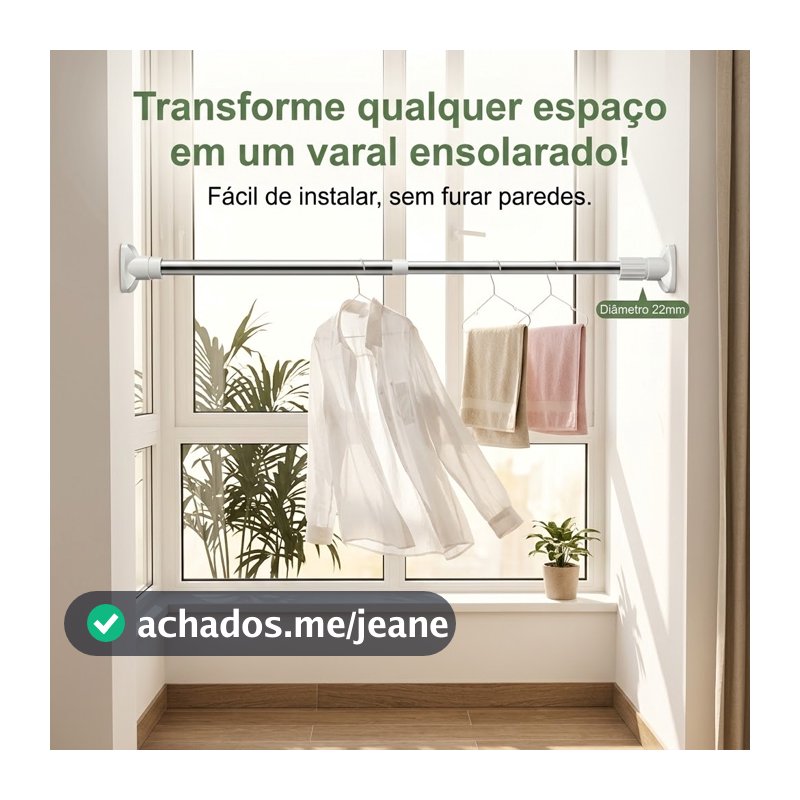 SEM FUROS Varão De Cortina Extensível Ajustável Universal Para Caixa Banheiro Multiuso