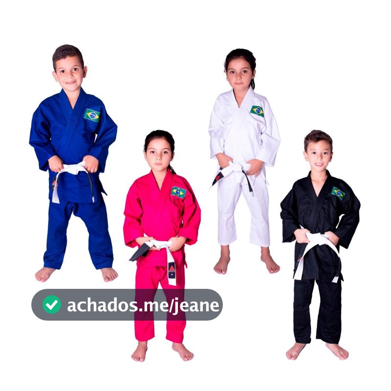 Kimono Infantil Judo Jiu Jitsu Reforçado Liso+faixa Gratis