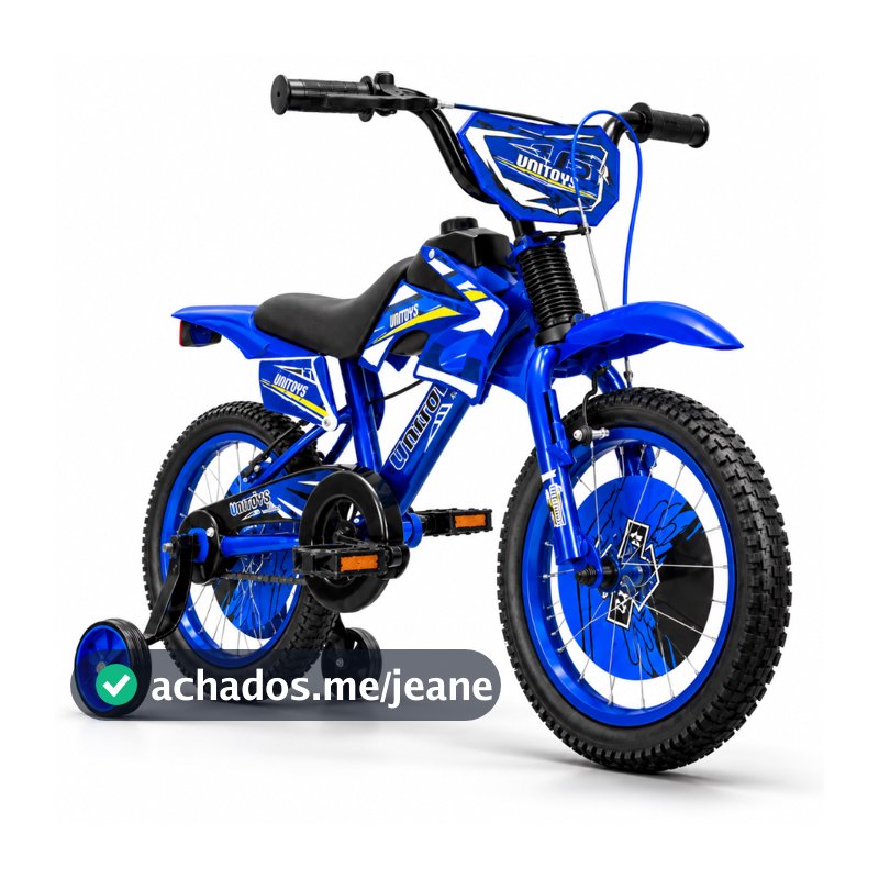 Bicicleta Cross Unitoys Moto Cross Aro 16 com Freios V-Brakes e Rodinhas Laterais de Apoio