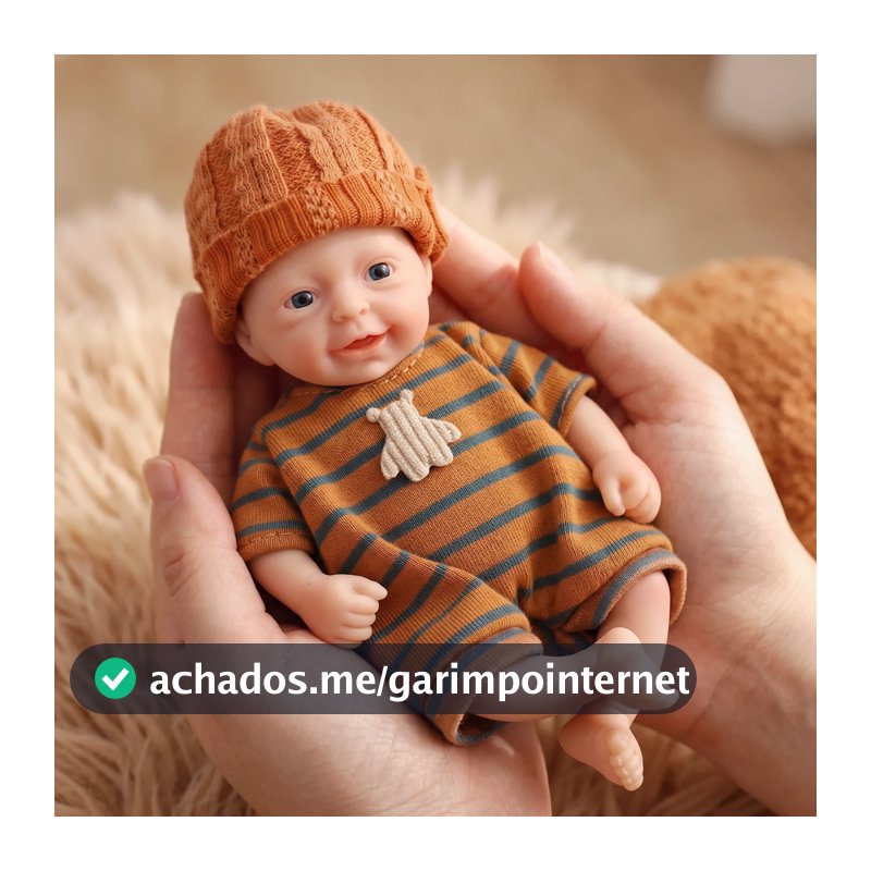 Boneca Bebê Reborn 15cm Silicone Solido Menino Olho Azul