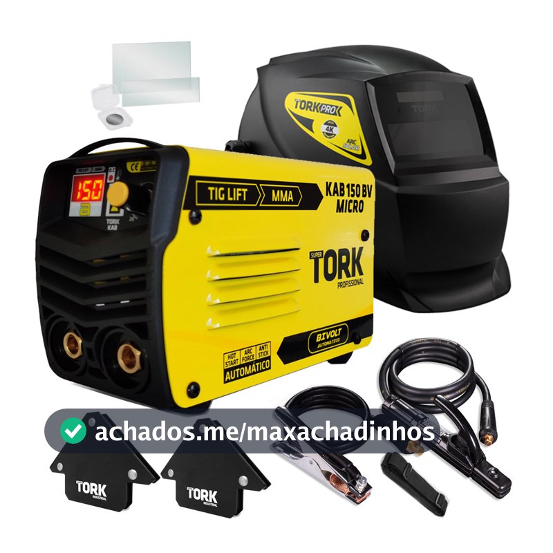Máquina Inversor Solda 150A Bivolt MMA Tig Lift Mascara 4k Esquadro Tork