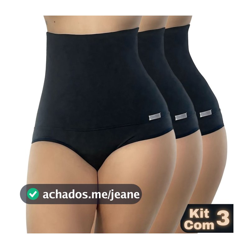 Kit 3 Cintas Alta Suplex Compressão Cós Duplo Feminina Não Enrola Pós-Parto