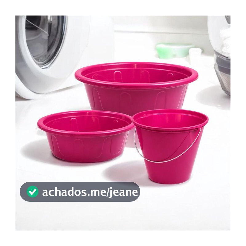 Kit Lavanderia com 2 Bacias 15L + 7,5L e 1 Balde 10L Multiuso Utilidades