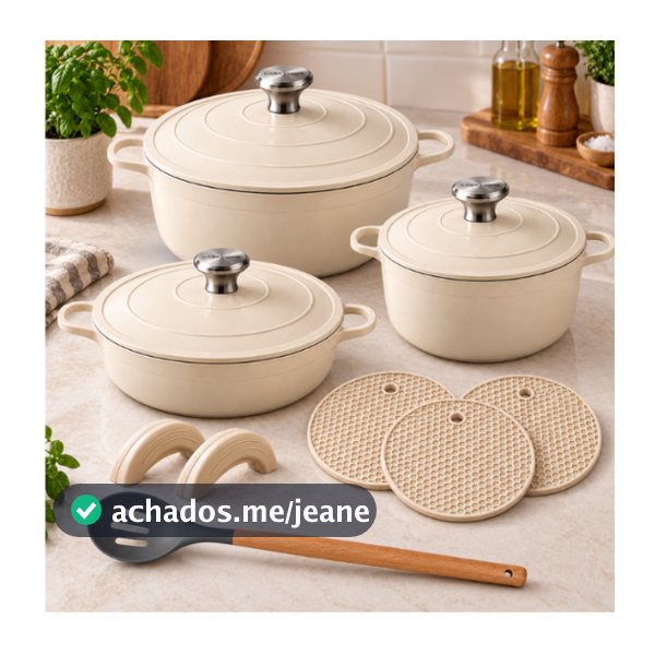 Kit com 3 Panelas Alumínio Revestimento Cerâmica Antiaderente Indução Creme com Tampa fogão normal indução qualidade