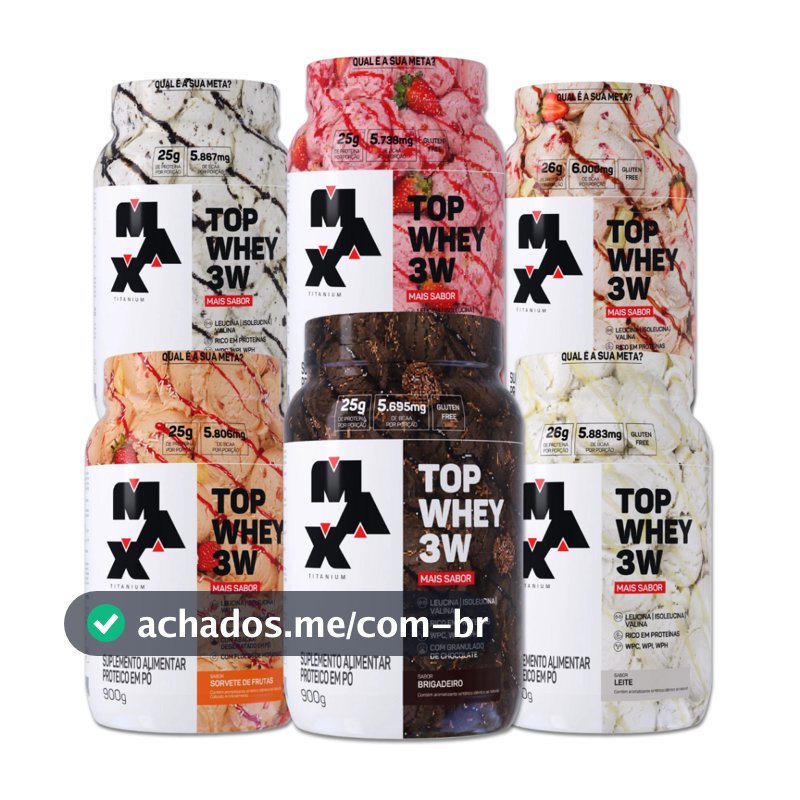 TOP WHEY 3W + SABOR POTE 900g (25g proteina por porção) - MAX